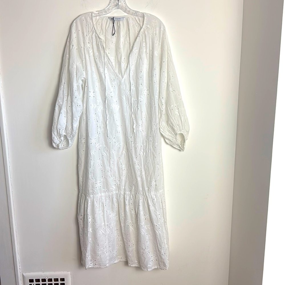 Zara White Puff Sleeve Dress